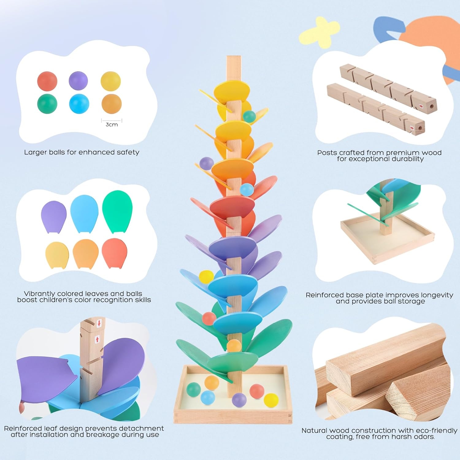 image:imageWooden Marble Run Music Tree Marble Run Learning Game Montessori Wooden Color Sorting Toy Birthday Gift for Boys and Girls Ages 38