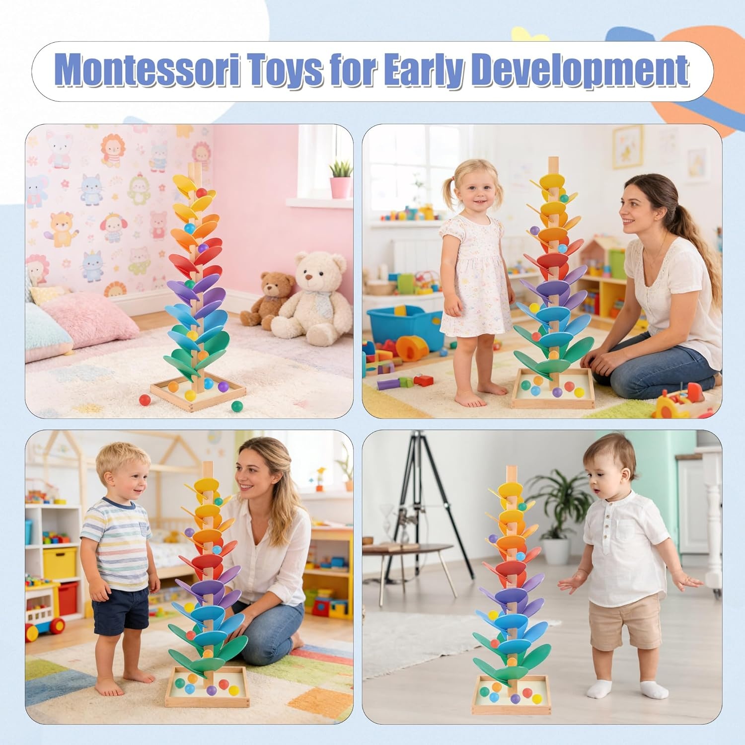 image:imageWooden Marble Run Music Tree Marble Run Learning Game Montessori Wooden Color Sorting Toy Birthday Gift for Boys and Girls Ages 38