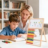 image:imageWooden Abacus for Kids Math  DoubleSided Blackboard Whiteboard Magnetic Abacus with 100 Magnetic Number amp Fruit Stickers  Educational Counting Games Kids Gift