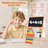 image:imageWooden Abacus for Kids Math  DoubleSided Blackboard Whiteboard Magnetic Abacus with 100 Magnetic Number amp Fruit Stickers  Educational Counting Games Kids Gift