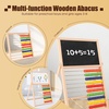 image:imageWooden Abacus for Kids Math  DoubleSided Blackboard Whiteboard Magnetic Abacus with 100 Magnetic Number amp Fruit Stickers  Educational Counting Games Kids Gift