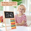 image:imageWooden Abacus for Kids Math  DoubleSided Blackboard Whiteboard Magnetic Abacus with 100 Magnetic Number amp Fruit Stickers  Educational Counting Games Kids Gift