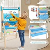 image:imageWooden Adjustable Kids Easel Learning Toy for Boys and Girls Aged 34 48 812 Wooden Blackboard amp Magnetic Whiteboard amp Drawing Paper Holder 2 Drawing Paper Roll