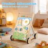 image:imageWooden Baby Walker Baby Walker with Wheels Includes Montessori Sensory Toys and Activity Center 618 Months for Boys and Girls