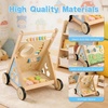 image:imageWooden Baby Walker Baby Walker with Wheels Includes Montessori Sensory Toys and Activity Center 618 Months for Boys and Girls