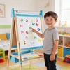 image:imageWooden Easel for Kids Adjustable Kids Art Easel Learning Toy for Boys and Girls Ages 34 48 812 Wooden Blackboard amp Magnetic Whiteboard and Drawing Paper Holder 2 Drawing Paper Roll