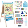 image:imageWooden Easel for Kids Adjustable Kids Art Easel Learning Toy for Boys and Girls Ages 34 48 812 Wooden Blackboard amp Magnetic Whiteboard and Drawing Paper Holder 2 Drawing Paper Roll